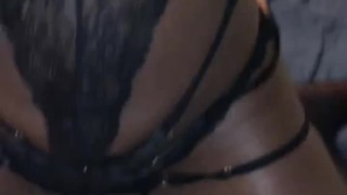 Slim Thick Ebony in black Lingerie I Suck & Fuck
